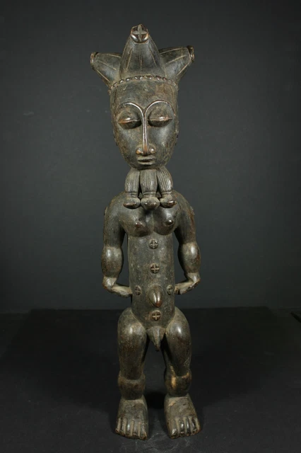 African BLOLO BLA Male Spouse Statue - BAULE - West Africa, VINTAGE TRIBAL ART