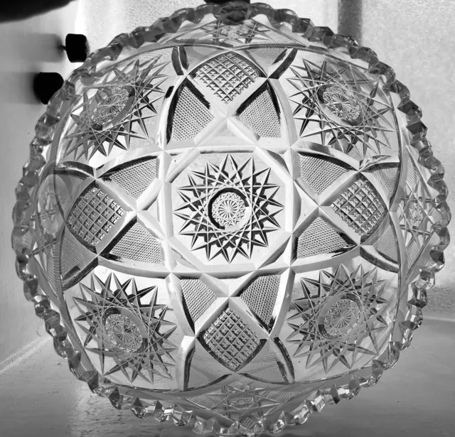 ABP American Brilliant CUT GLASS 8” Bowl Libbey Corinthian Variant
