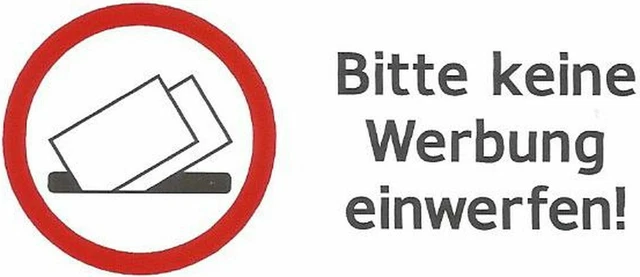 BIKE-label 3D Briefkastenaufkleber – „Bitte Keine Werbung“ Silber, 70x25 Mm, Wetterfest