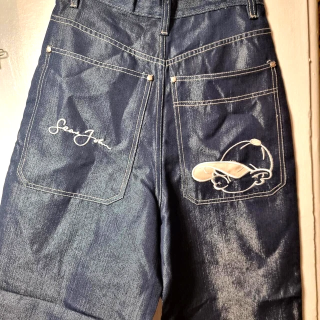☆—SEAN JOHN—GLANZ—SHINY—W30—BAGGY—JEANS—BLACK—SILVER—HIP