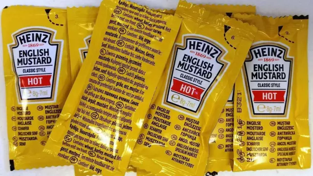 Heinz Hot English Mustard - 12, 25, 50, &100 Sachets - 8g