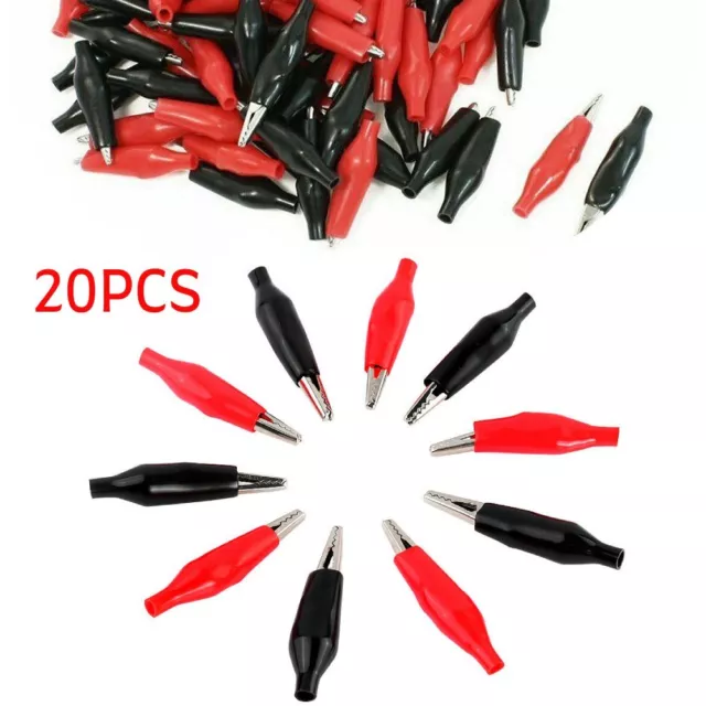 Pack de 20 clips alligator couleur rouge/noir pour test et réparation de volts