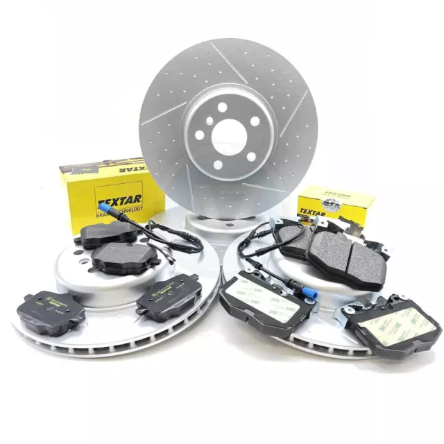 FOR BMW X5 45e G05 M SPORT FRONT REAR BRAKE DISCS TEXTAR PADS WIRES 374mm 345mm