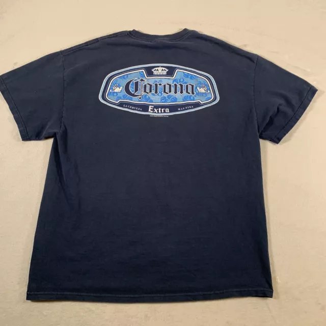 Corona Extra Beer Shirt Mens XL Blue Soft Cotton Micro Brewed Beers Casual U31
