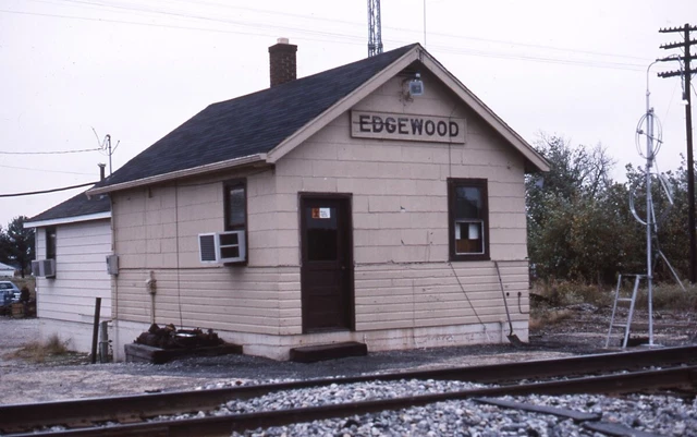 Illinois Central Edgewood,IL Station Orig Kodachrome Slide G102