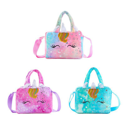 Cartoon Unicorn Plush Shoulder Bag Coin Purse Children Colorful Storage Handbag