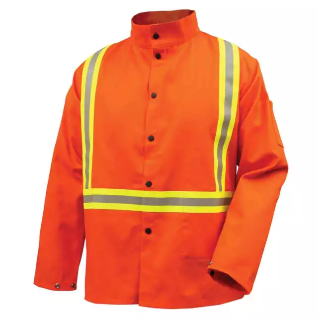 Black Stallion JF1010 Welding Jacket with FR Reflective Tape, Orange, Large