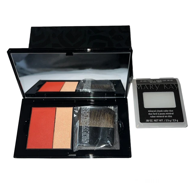 New With Box Mineral Dual Cheek Color with Compact & Brush Spiced Poppy