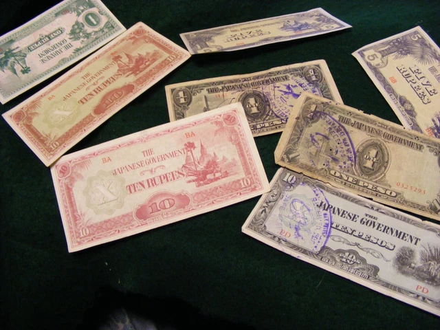 Japanese Invasion Banknotes LOT OF 8 mixed Japanese Occupation/Invasion Banknotes,WWII.full size ...