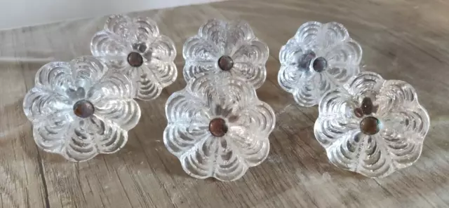 6 anciens boutons de meubles poignée porte tiroir en verre