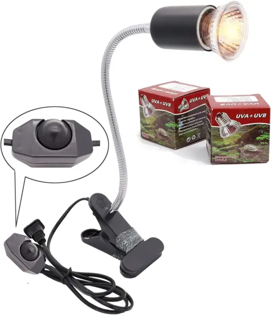 Lampada Riscaldante per Tartaruga Acquario E27 UVA +UVB Hot Spot per Rettili 50W