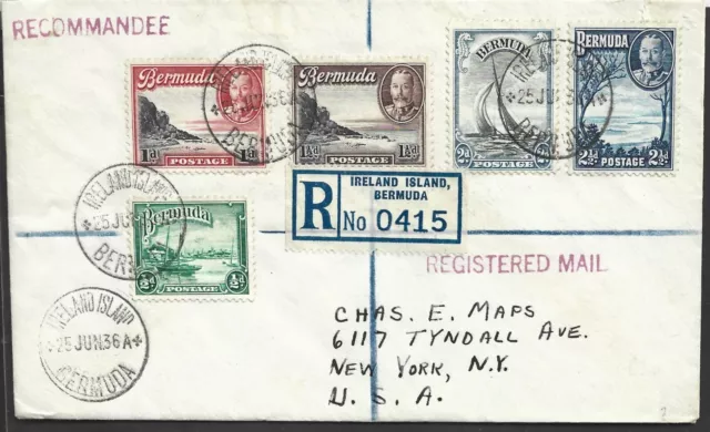 Bermuda Ke7 Reg 1936 Ireland Island To Usa