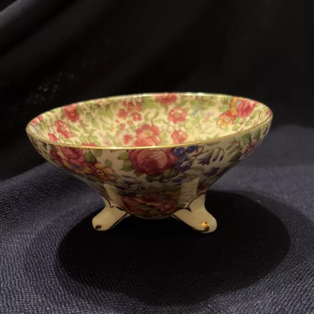 Royal Winton Summertime Chintz Open Sugar Bowl Ventnor Shape 3 Leg Pre 1960 VTG