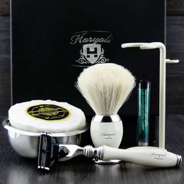 Wet Shaving Brush Set Male Grooming Razors Holder Bowl Soap Alum Stick Gift Idea