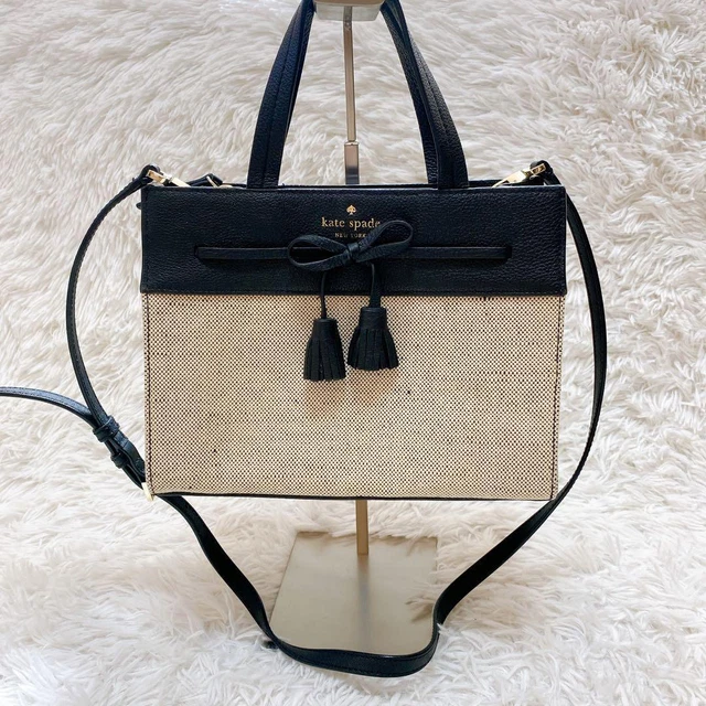 Kate spade basket bag straw 2way ribbon 65