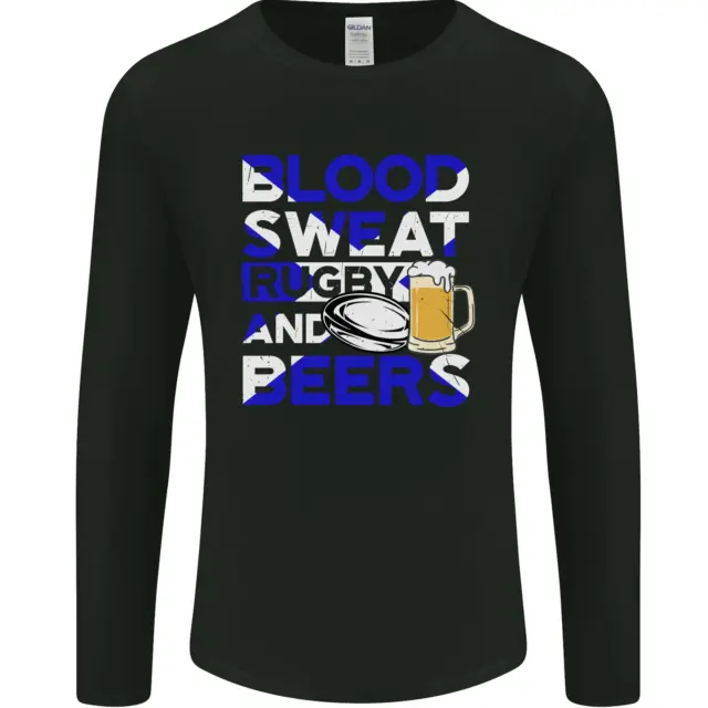 Scotland Blood Sweat & Beers Rugby Scottish Mens Long Sleeve T-Shirt
