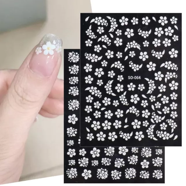 Bricolage Blanc 3D Conception de fleur de pétale cinq Autocollant d'ongle