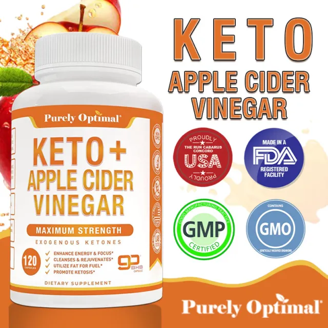 Purely Optimal Keto + Apple Cider Vinegar-Lose Weight, Burn Fat, Promote Ketosis