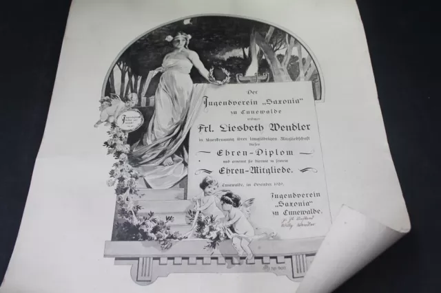 altes Plakat Jugendverein Saxonia zu Cunewalde Druck Diplom Urkunde Mitglied altes Plakat Jugendverein Saxonia zu Cunewalde Druck Diplom Urkunde Mitglied