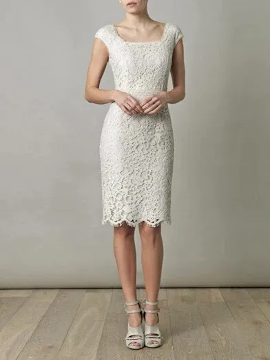 Dolce&Gabbana Ivory Chantilly Lace Square-Neck Sheath Dress 40/4