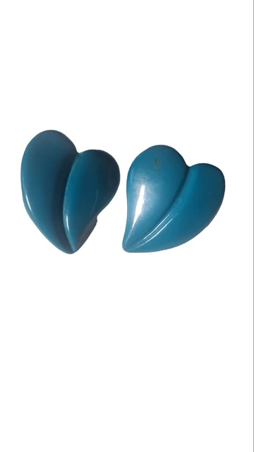 Vintage Teal Heart Shaped Earrings