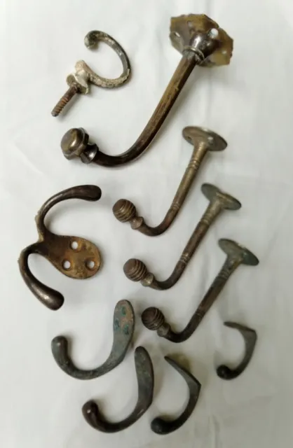 x10 assorted Antique brass Hooks
