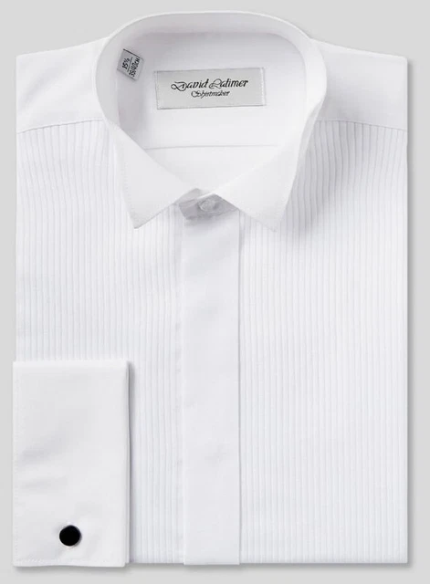 Camicia abito David Latimer da uomo finta colletto a pieghe alare bianca prezzo di ricambio £39,99