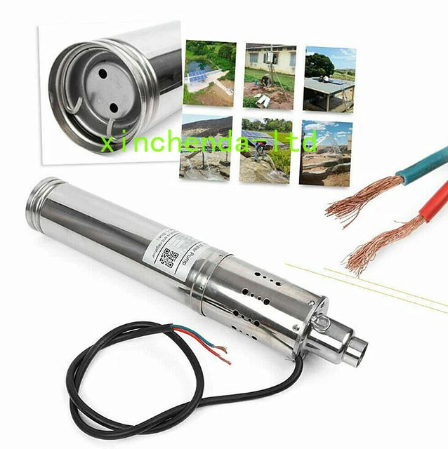 Bomba de agua solar sumergible sin escobillas DC24V 3m3/H 120M cabeza máxima bomba de pozo profundo