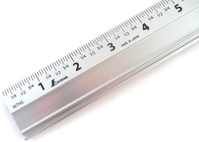 Shinwa 24" Extruded Aluminum Cutting Rule Ruler Gauge with Non Slip Rubber Backi
