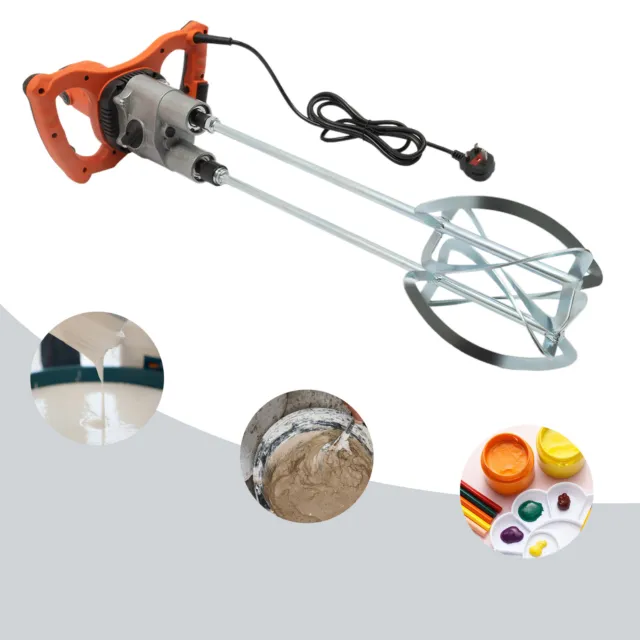 Hand held Double-rod Electric Cement Mixer for Mortar Concrete Adjustable Speed