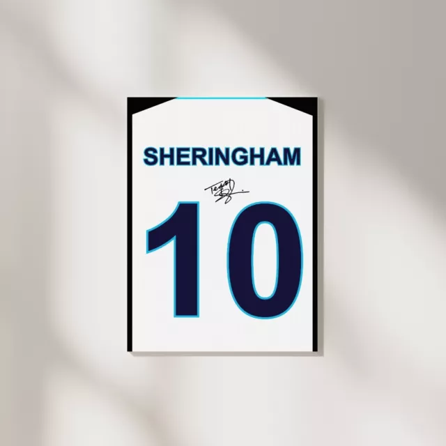Teddy Sheringham Signed Shirt Poster (England)