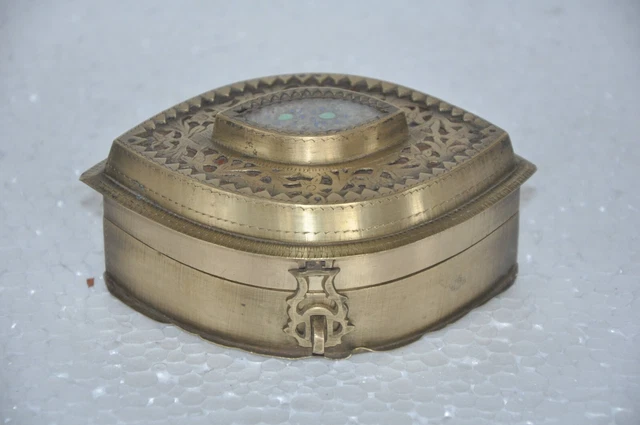 Vintage Brass Unique Shape 6 Compartment Cut Work Handcrafted Betel Nut Box