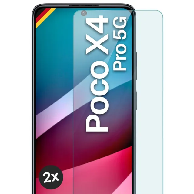 2x Echt Glas für Xiaomi Poco X4 Pro 5G Panzerfolie Handy Premium Displayschutz