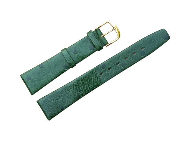 bracelet montre cuir vert 18 mm pour montre à anses fixes soudées