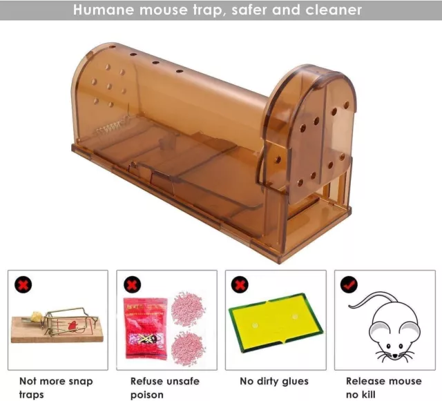 Humane Live Mouse Traps Catch Mice No kill Reusable Small Mice Trap Device 3Pack 2