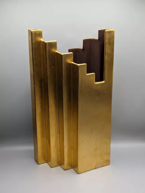 Erwin Heerich Style Studio Pottery Modernist Geometric Sculpture - Signed, Gold