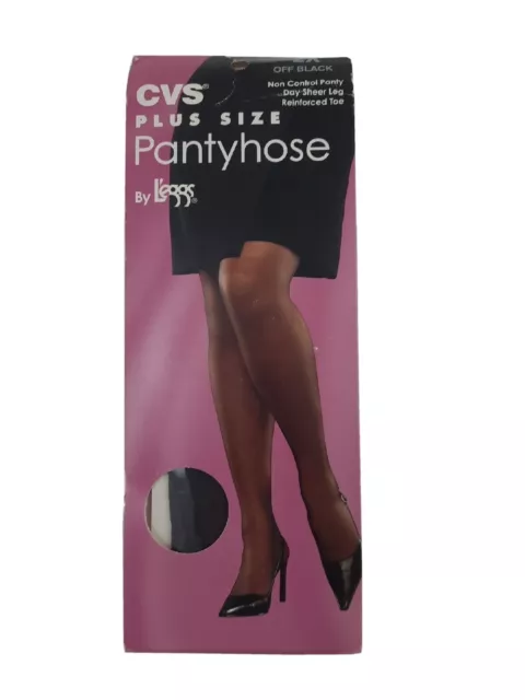 NEW, 2004 CVS Plus Size Pantyhose by Leggs, 2X, Off Black, Non Control Panty