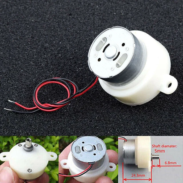 5RPM Micro DC Gear Motor - 3V-6V, 300:1 Gearbox, Threaded Shaft, Reversible, Slow Speed-262665