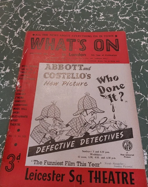 Rare vintage whats on in london magazine 20 november 1942 abbott