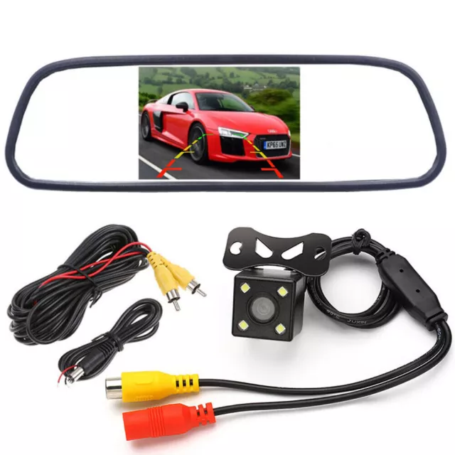 HD Night Vision Car Rear View Parking Backup Camera Kit 4.3" LCD Mirror Monitor