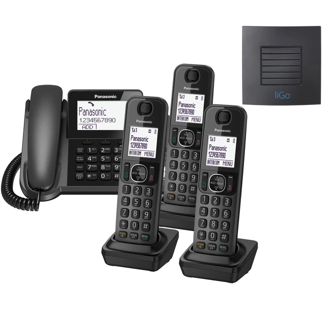 PANASONIC KXTGF324 CORDED Phone with 3 Cordless Handsets & Long Range