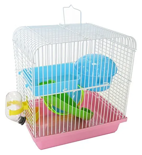 YML Dwarf Hamster Mice Travel Cage with Accessories, Pink
