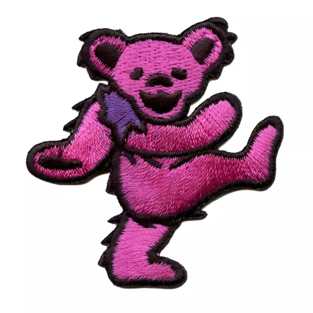 Grateful Dead Pink Bear Patch Small Iconic Embroidered Iron On