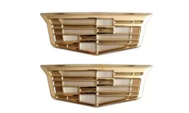 For Cadillac Gold Color Fender Side Emblems Badge 2x9cm