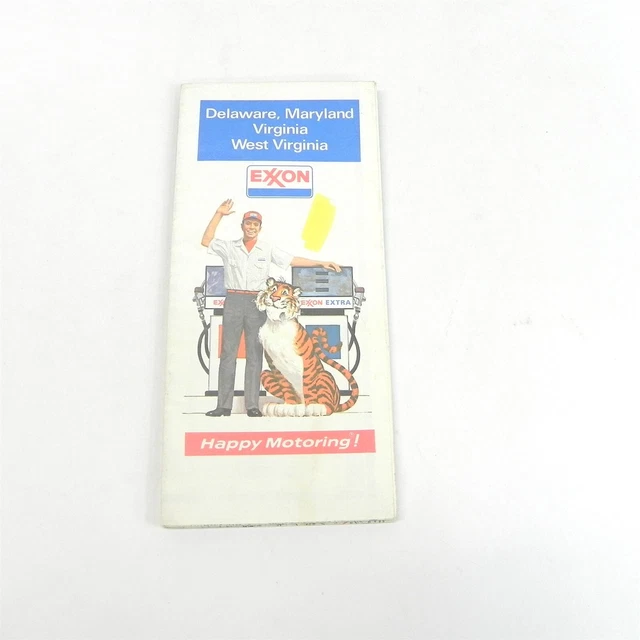 VINTAGE 1972 EXXON Gas Oil Company Road Highway Touring Map Of Delaware