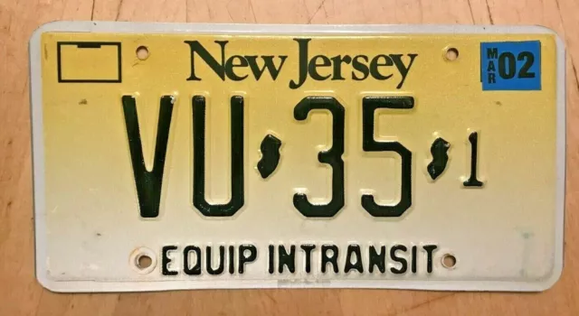 2002 New Jersey Construction Equipment In Transit License Plate " Vu 35 1 " Nj