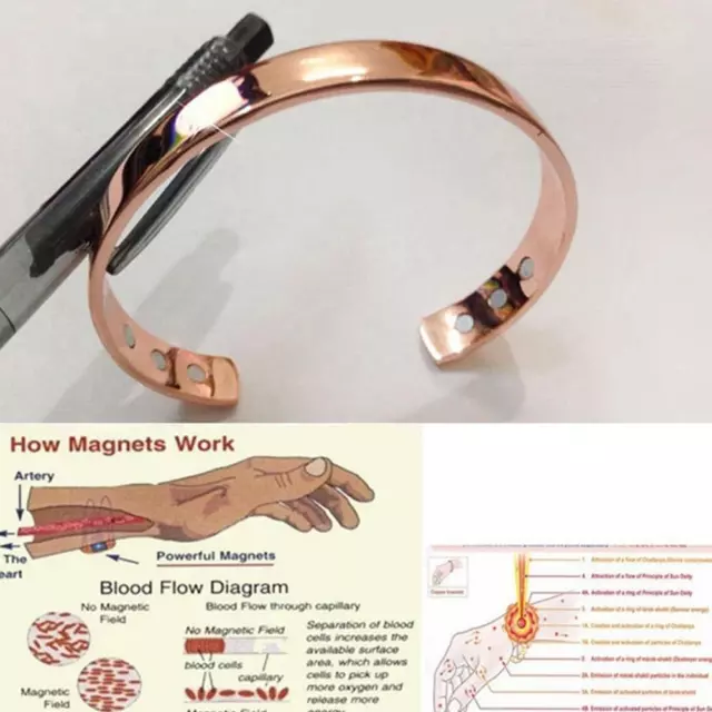 2 Pack Pure Copper Magnetic Bracelet Arthritis Pain Energy Therapy Cuff New  | eBay