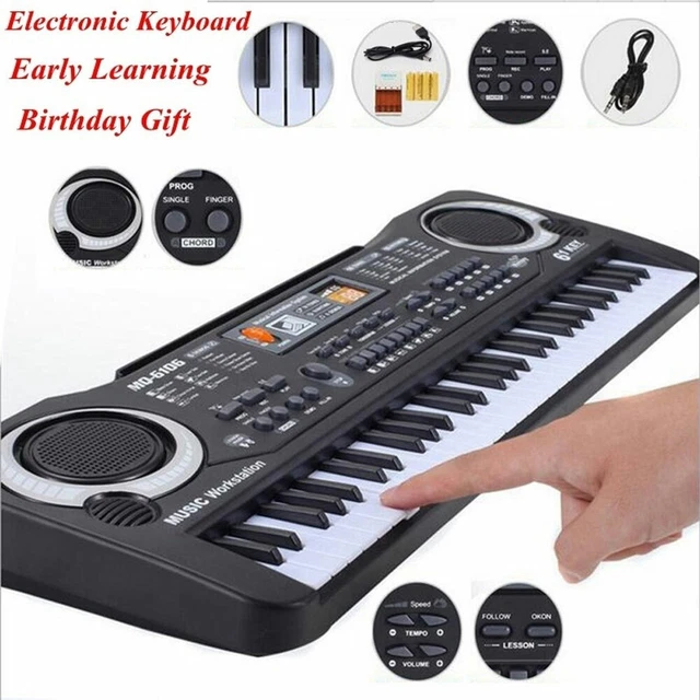 Piano Electrique Clavier Numerique Synthetiseur 61 Touches Banc Noir Cadeaux