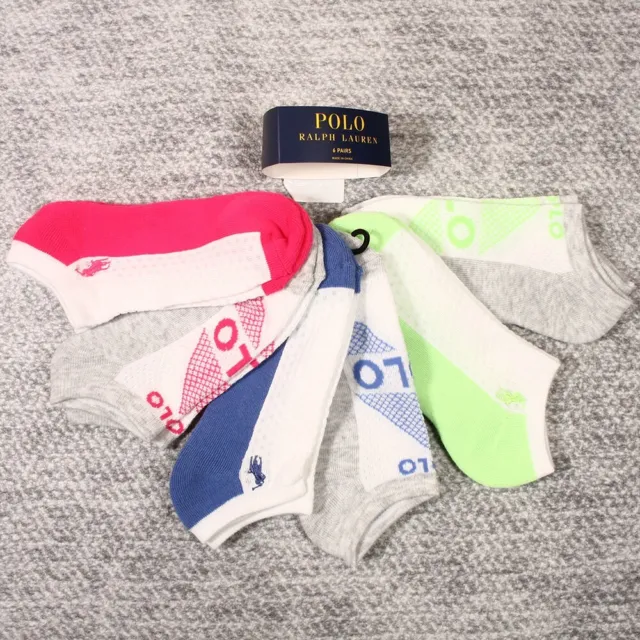 Polo Ralph Lauren Women's 6-Pair Cushioned Low Cut Socks Shoe Size 4-10.5