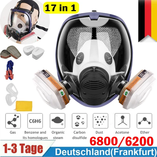 6800 Vollmaske Mit Filtern – Atemschutzmaske Zum Lackieren, Schweißen & Co. – Wiederverwendbar, Made In Germany
